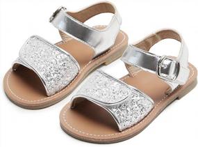 img 3 attached to Sparkle Up Her Summer: Stylish Glitter Flower Open-Toe Sandals For Little Girls