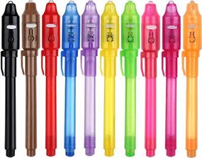 img 4 attached to SCStyle Invisible Ink Pen Set Of 10 With UV Light - Magic Spy Marker For Kids' Secret Messages, Party Favors, Easter, Halloween, And Christmas Gifts