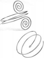 minimalist upper arm cuff bracelets set for women - swirl design arm bangle armlets (2pcs) with adjustable fit by valijina logo