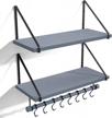 love-kankei floating shelves wall mounted set of 2, l17.3 x w7.3 inch wall storage shelves with wood towel bar and 8 removable hooks, kitchen, coffee bar, bathroom, bedroom, living room weathered grey logo