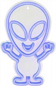 img 4 attached to Blue LED Neon-Style Alien Wall Sign, 16.75 Inches - Perfect For Home Decor And Themed Parties