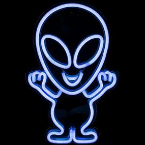 img 2 attached to Blue LED Neon-Style Alien Wall Sign, 16.75 Inches - Perfect For Home Decor And Themed Parties