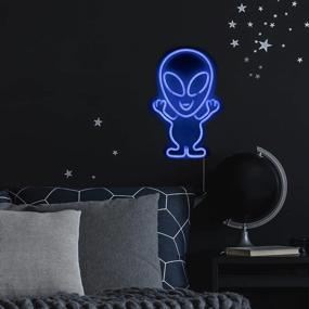 img 3 attached to Blue LED Neon-Style Alien Wall Sign, 16.75 Inches - Perfect For Home Decor And Themed Parties