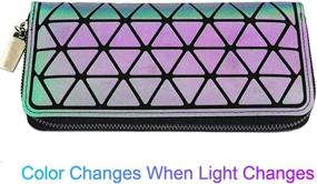 img 3 attached to Geometric Rhomboids Lattice Fashion Luminous Women's Handbags & Wallets : Wallets