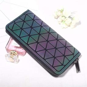 img 1 attached to Geometric Rhomboids Lattice Fashion Luminous Women's Handbags & Wallets : Wallets