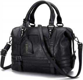 img 4 attached to JOSEKO Leather Tote Bag, Women Retro Oil Wax Faux Leather Shoulder Bag Crossbody Bag For Ladies Black 28Cm(L) X 13Cm(W) X 20Cm(H)