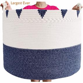 img 3 attached to Organize Your Home With TerriTrophy'S XXXXLarge Cotton Rope Blanket Basket - Perfect For Laundry, Toys, Towels, And More!