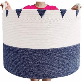 img 4 attached to Organize Your Home With TerriTrophy'S XXXXLarge Cotton Rope Blanket Basket - Perfect For Laundry, Toys, Towels, And More!