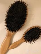 img 1 attached to BESTOOL Boar Bristle Hair Brush: Perfect For Detangling Thick, Fine & Curly Hair - For Women Men Kids! review by Owen Blanco