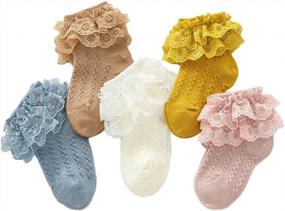 img 4 attached to Newborn Baby Girl Lace Ruffle Frilly Ankle Socks For Infants And Toddlers
