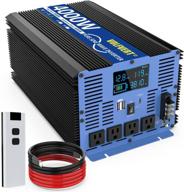 ⚡ high-powered 4000w pure sine wave power inverter | dc 12v to ac 110v 120v | type-c port, lcd display, wireless remote control | ideal for home, rv, solar system, car logo