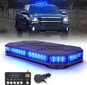 img 4 attached to Xprite Blue LED Rooftop Strobe Beacon Lights Bar: The Ultimate Magnetic Mount Emergency Traffic Security Warning Caution Flashing Police Light for Law Enforcement, Volunteer Firefighter POV Vehicles, Trucks