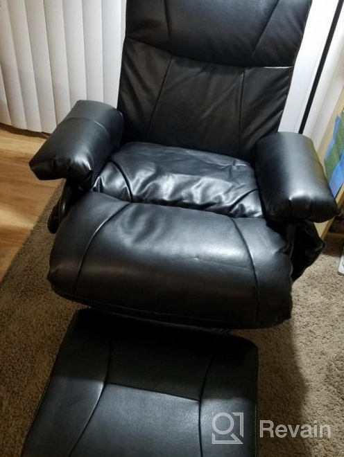 img 1 attached to JIASTING Red-Brown Faux Leather Recliner Chair With Ottoman - 360 Degree Rotation Glider Chair For Leisure And Relaxation In Living Room Furniture review by Matt Williams