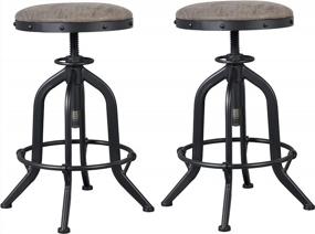 img 4 attached to Rustic Industrial Style Counter Height Stools: LOKKHAN Adjustable Bar Stools With Swivel Seat And Welded Construction, Set Of 2