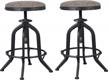 rustic industrial style counter height stools: lokkhan adjustable bar stools with swivel seat and welded construction, set of 2 logo