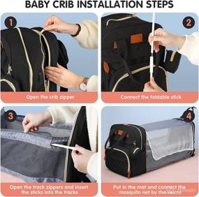 img 1 attached to 🍒 Cherrysea Black Diaper Bag Backpack with Changing Station - Stylish & Multi-functional Baby Mom Bag for Boys and Girls with Bassinet & Stroller Straps