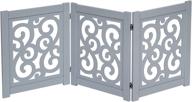 🐾 freestanding pet gate 4-panel & 3-panel for dogs | folding quadfold & trifold pet gate | decorative indoor pet gate for small dogs | grey scroll | 47"x19" | home district logo