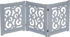 img 4 attached to 🐾 Freestanding Pet Gate 4-Panel & 3-Panel for Dogs | Folding Quadfold & Trifold Pet Gate | Decorative Indoor Pet Gate for Small Dogs | Grey Scroll | 47"x19" | HOME DISTRICT