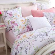queen size pink gray green floral branches flower leaf print duvet cover bedding set with 2 pillowcases - brandream garden style reversible purple collection logo