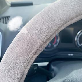 img 1 attached to 🚗 Enhance Your Driving Experience with RANXIZY Fluffy Steering Wheel Cover - Premium Short Plush Auto Accessories for Men and Women - Universal 15 Inch Size - Stylish Grey Design