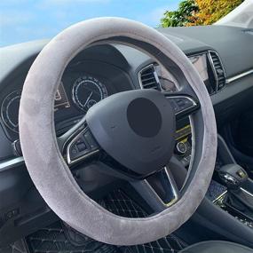 img 2 attached to 🚗 Enhance Your Driving Experience with RANXIZY Fluffy Steering Wheel Cover - Premium Short Plush Auto Accessories for Men and Women - Universal 15 Inch Size - Stylish Grey Design