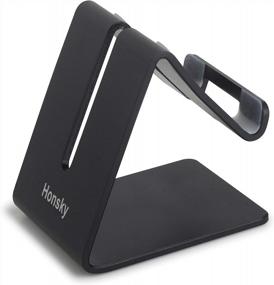 img 4 attached to Universal Solid Aluminum Desktop Charging Stand For Cell Phones And Tablets - Honsky Black Version