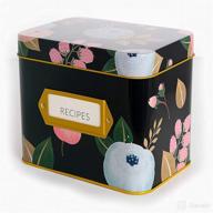 🌺 polite society black floral recipe box - includes 24 size 4x6 recipe cards and 12 dividers - ideal housewarming or mother's day gift логотип