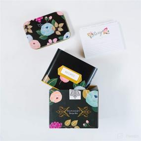 img 3 attached to 🌺 Polite Society Black Floral Recipe Box - Includes 24 Size 4x6 Recipe Cards and 12 Dividers - Ideal Housewarming or Mother's Day Gift