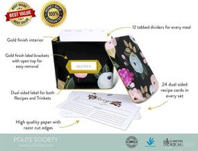 img 2 attached to 🌺 Polite Society Black Floral Recipe Box - Includes 24 Size 4x6 Recipe Cards and 12 Dividers - Ideal Housewarming or Mother's Day Gift