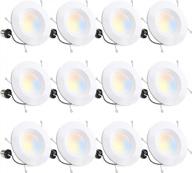 12 pack 5/6" cct led recessed lighting w/ baffle trim, 1100lm & 15w=100w - 2700k-5000k adjustable dimmable can lights logo