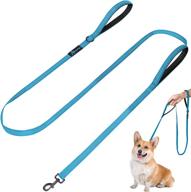 puppydoggy reflective dog leash for small to medium dogs 🐶 - 6 ft with 2 traffic padded handles - blue (1 pack) logo