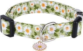 img 4 attached to CHEDE Green Daisy Cotton Dog Collar for Small Medium Large Dogs - Quick-Release Buckle, Adjustable Girl Pet Collar (Medium) with Soft Flowers Design