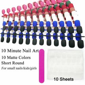 img 3 attached to 240Pcs Short Round Full Cover False Nails With Adhesive Sticker For Teen Girls Kids Manicure - AddFavor