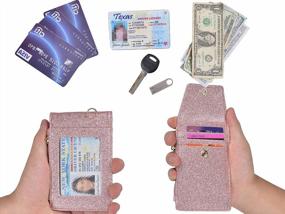 img 2 attached to Rosegold Star Leather ID Badge Holder Wallet With 1 Window, 3 Card Slots & Zipper Coin Pocket + 18.1" Neck Lanyard & 6" Hand Wristlet