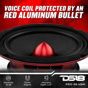 img 2 attached to 🔊 DS18 PRO-X6.4BM Loudspeaker - 6.5-inch Midrange Red Aluminum Bullet - 500W Max Power, 250W RMS, 4 Ohms - Premium Quality Car/Truck Door Speaker for Stereo Sound System (1 Speaker)