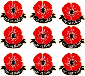 img 2 attached to 12/50/200 Metal Poppy Flower Brooch Pins Lest We Forget Veterans Day Memorial Day Remembrance Lapel Pin Souvenir Gifts Bulk