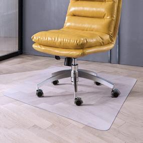 img 4 attached to Clear Hardwood Floor Chair Mat For Office: 47" X 47" Square PVC Transparent Under Desk Protector For Rolling Chairs