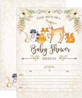 🦊 adorable woodland baby shower invitations, with fox, deer, and little fox designs - set of 20 fill in invitations and envelopes logo