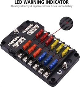 img 3 attached to 🔌 Waterproof 12-Way 12V Blade Fuse Block with Negative Bus, LED Indicator - Automotive Fuse Box Holder for RV, Car, Boat, Marine, Truck - Includes 5A 10A 15A 20A Fuses