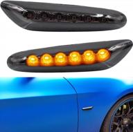 smoked amber led side marker lamps kit for bmw e90/e91/e92/e93/e46/e53/x3/e83/x1/e84/e81/e82/e87/e88 1/3/5 series | front fender turn signal lights logo