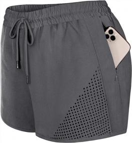 img 4 attached to BLEVONH Women Drawstring Waist Double Layer Mesh Running Shorts With Zip Pockets