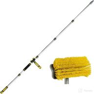 🧹 docapole 11" deck brush with 6-ft extension pole: hard bristle scrub brush set with long handle; ideal for deck cleaning, house siding, garage, patio and more логотип