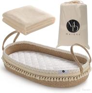 👶 handmade woven cotton rope moses basket with changing table topper and mattress pad - maidek baby changing basket set - includes removable cover, soft blanket, and furniture - dimensions: 29x16x4.7 - brown/white logo