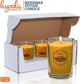 img 2 attached to 3-Pack Yellow Unscented Pure Beeswax Votive Candles - Long Lasting Burn Time, Clear Glass Cup, Home Decor & Dinner Parties - By Hyoola