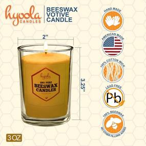 img 3 attached to 3-Pack Yellow Unscented Pure Beeswax Votive Candles - Long Lasting Burn Time, Clear Glass Cup, Home Decor & Dinner Parties - By Hyoola
