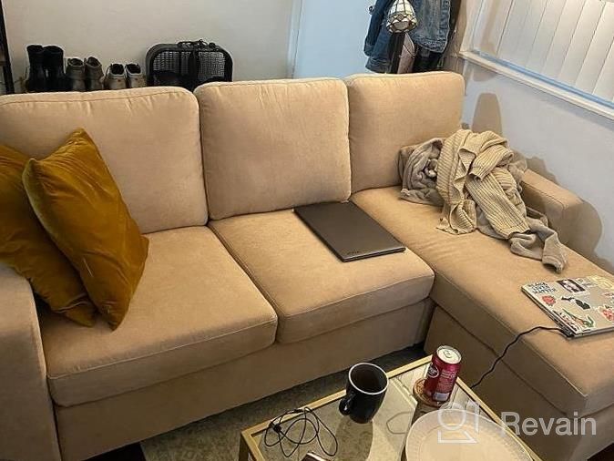 img 1 attached to HONBAY Grey Sectional Sofa With Reversible Chaise, Convertible L Shaped Couch For Small Spaces Apartment review by Evan Austin