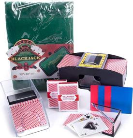 img 4 attached to Complete Blackjack Kit With Brybelly 2-Deck Set - Felt, Shuffler, Shoe, Tray, And More!