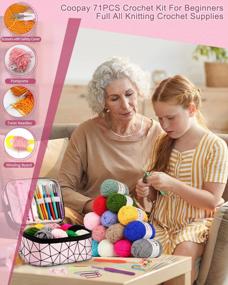 img 2 attached to Coopay Crochet Kit For Beginners, 71PCS Crochet Starter Kit With 16 Colors Crochet Yarn & Instructions, Double-Layer Crochet Set Beginner Crochet Kit For Kids/Adults, Professional Starter Pack, Pink