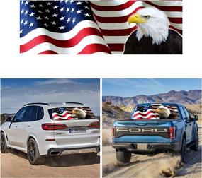 img 4 attached to 🦅 3D Transparent Vinyl Sticker: American Flag with Bald Eagle Car Window Decal for Happy Halloween, 53.15'' x 14.17''