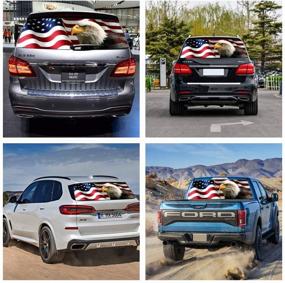 img 2 attached to 🦅 3D Transparent Vinyl Sticker: American Flag with Bald Eagle Car Window Decal for Happy Halloween, 53.15'' x 14.17''